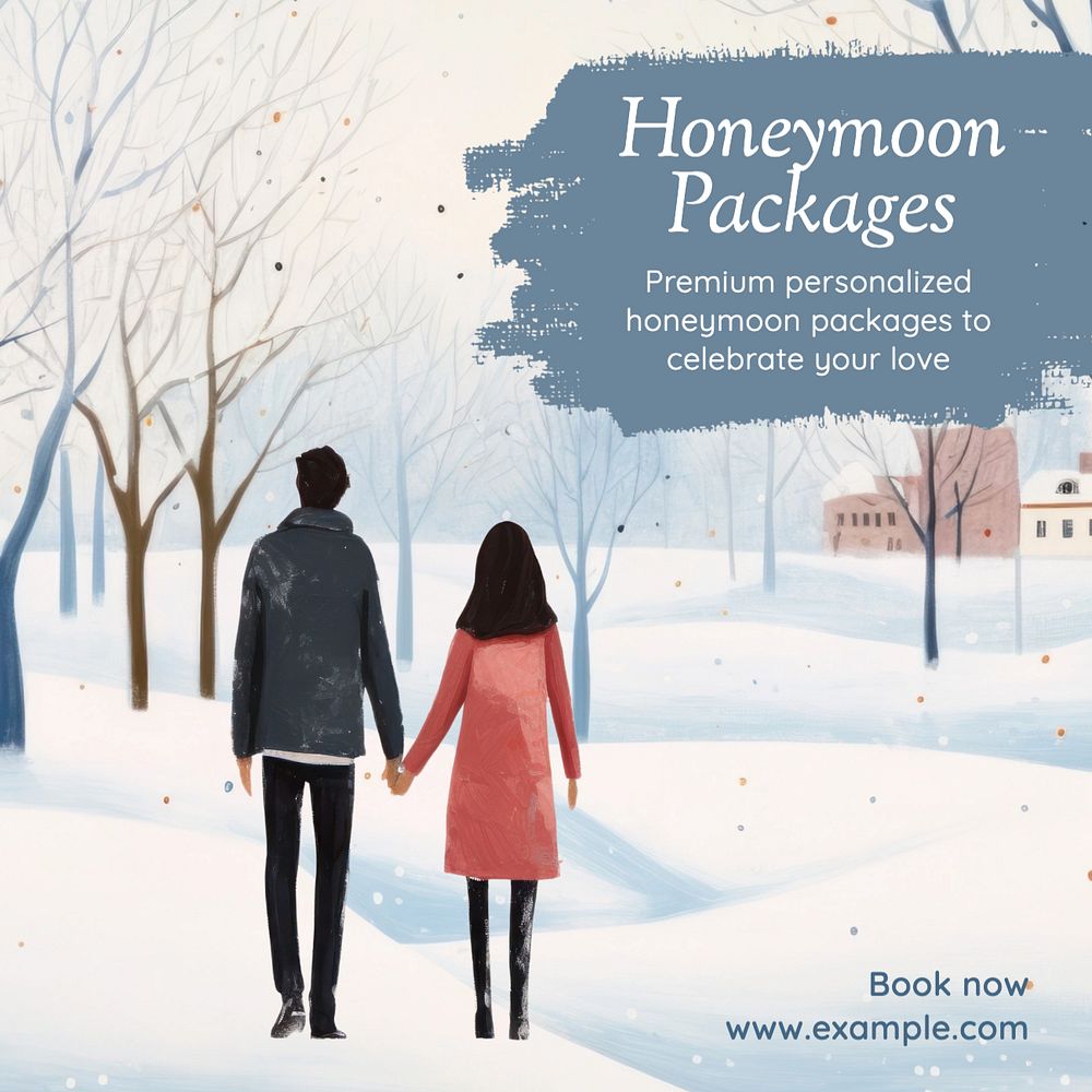 Honeymoon packages Instagram post template, editable text