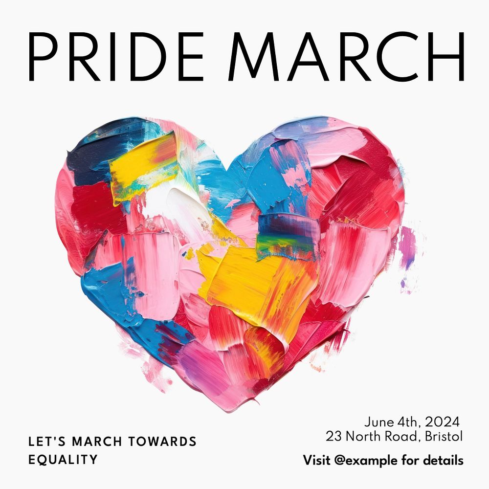 Pride march Instagram post template, editable text