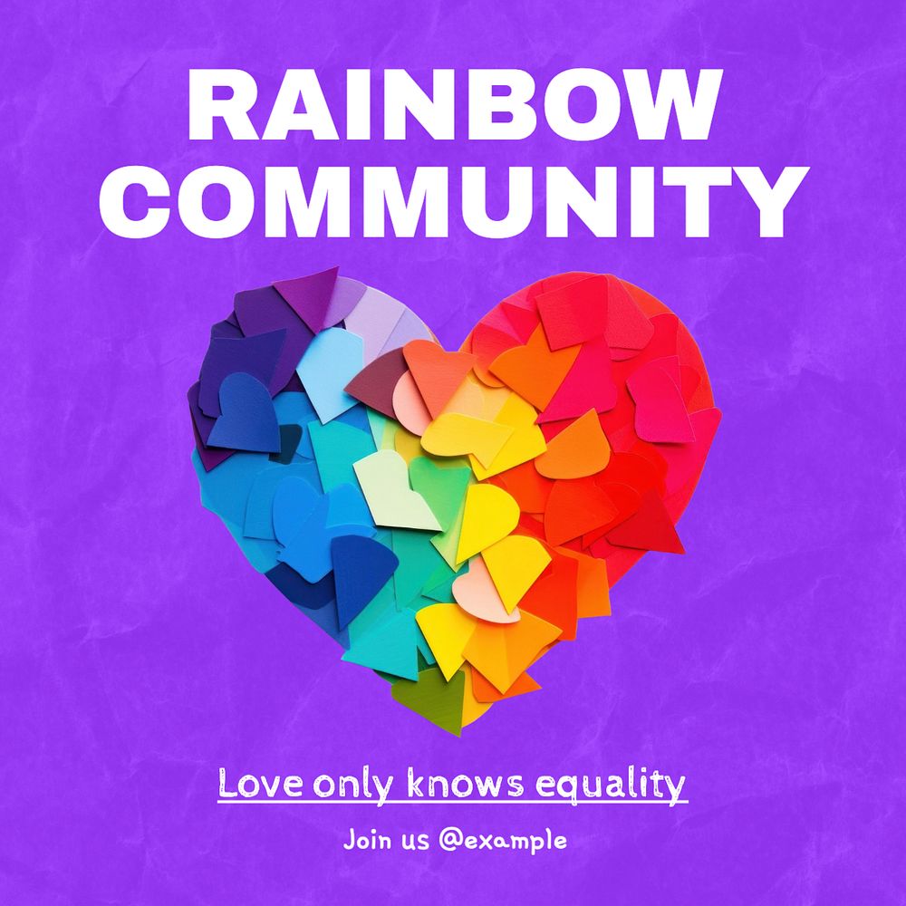 LGBTQ rainbow community Instagram post template, editable text