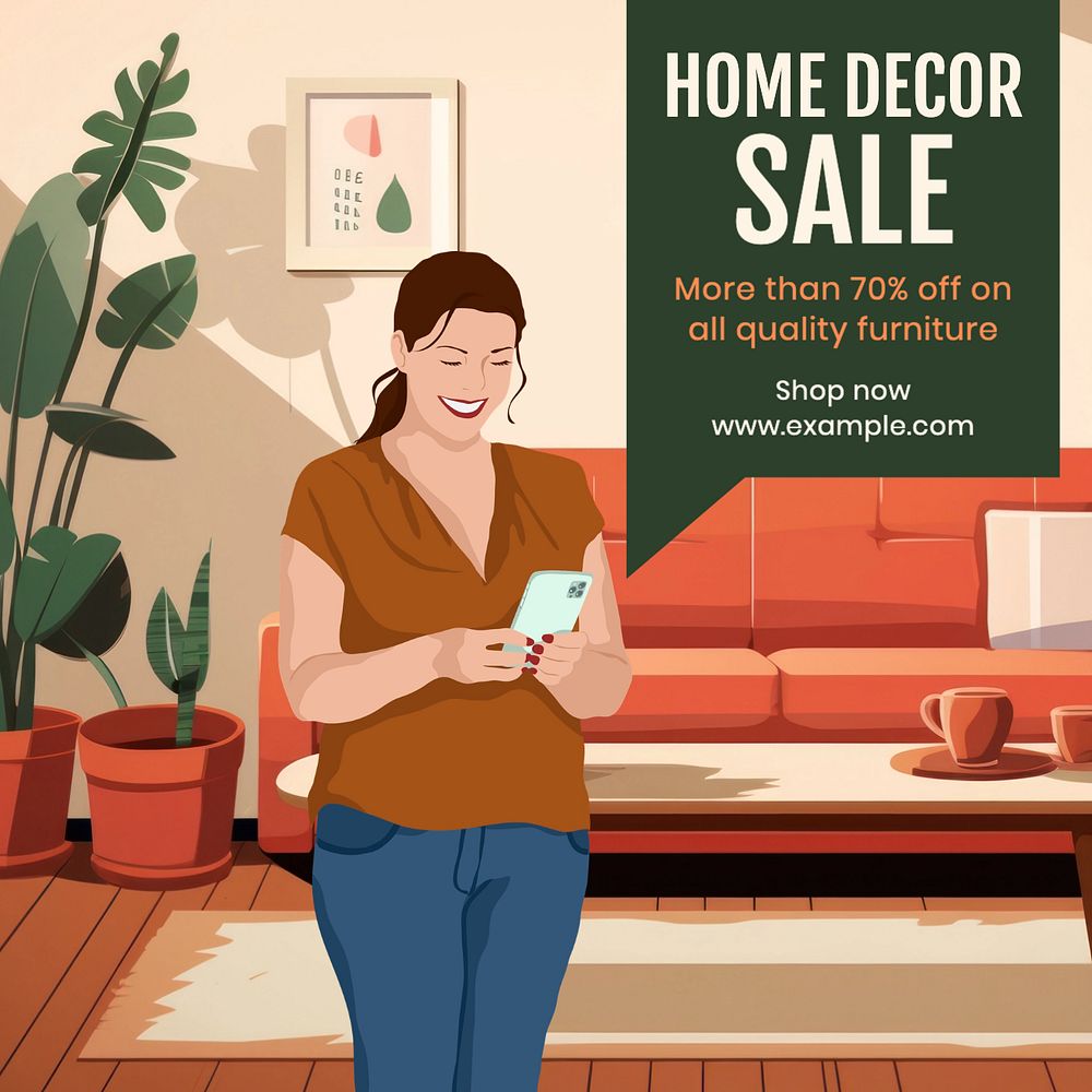 Home decor sale Instagram post template, editable text