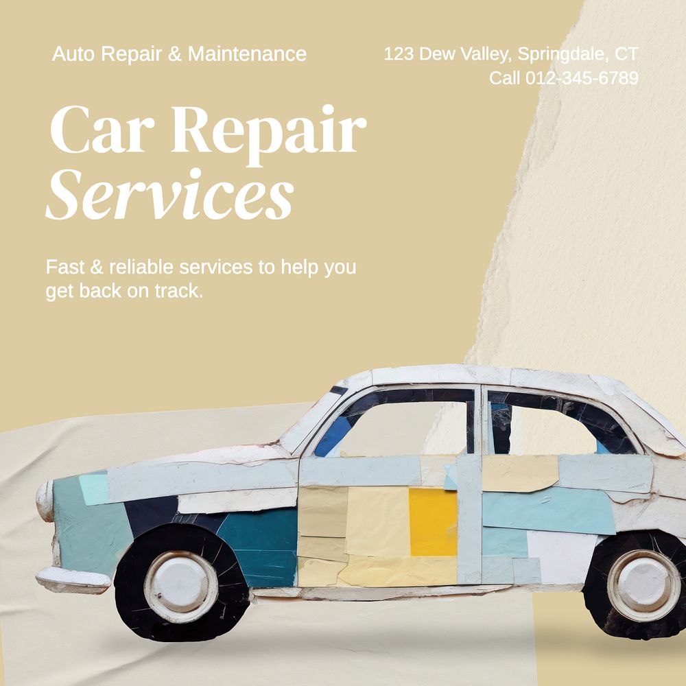 Car repair shop Instagram post template, editable text