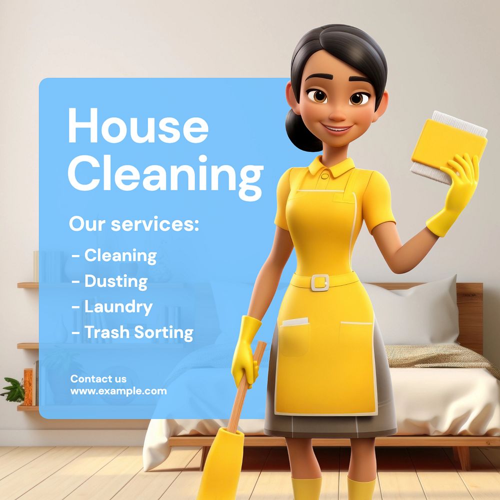 Cleaning service Instagram post template, editable text