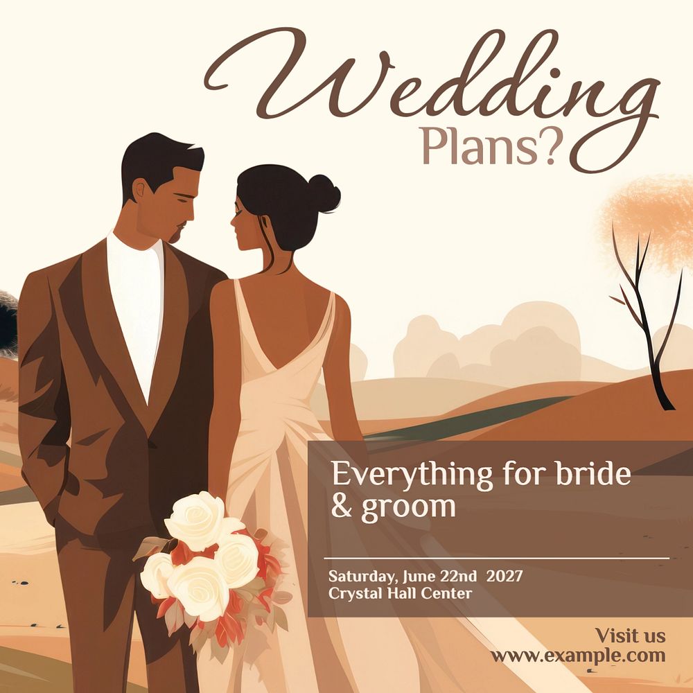 Wedding plans Instagram post template, editable text