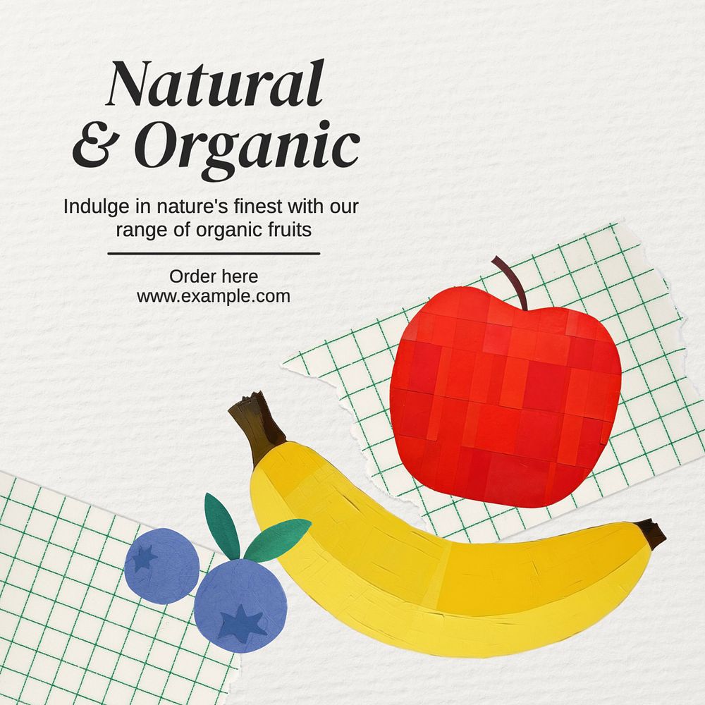 Natural organic fruit Instagram post template, editable text