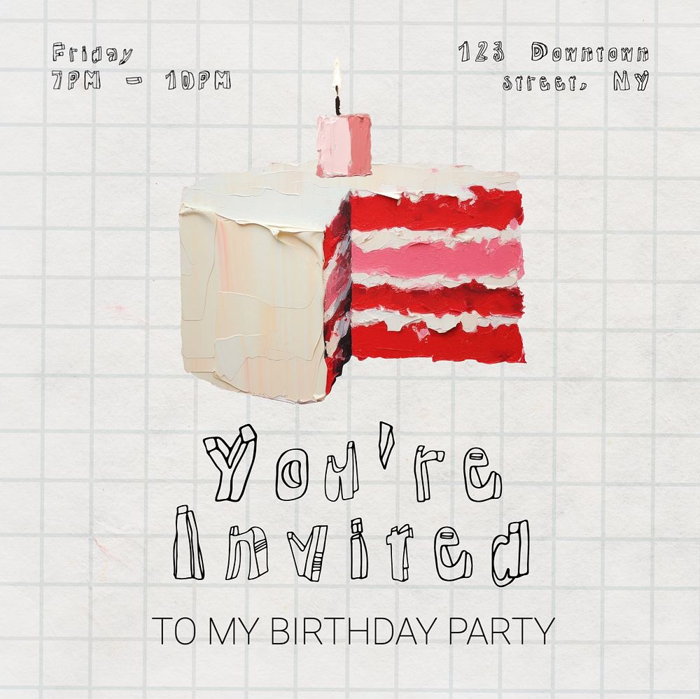 Birthday party Instagram post template, editable text