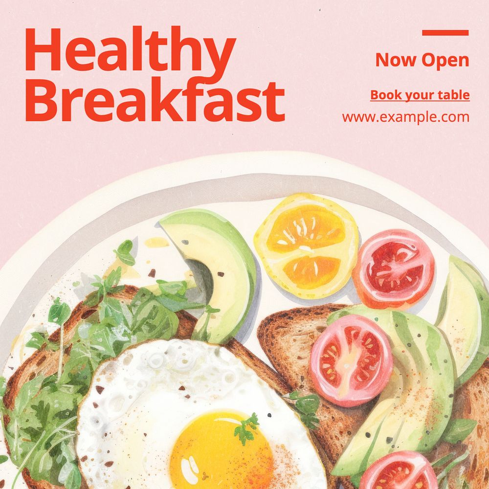 Healthy breakfast Instagram post template, editable text