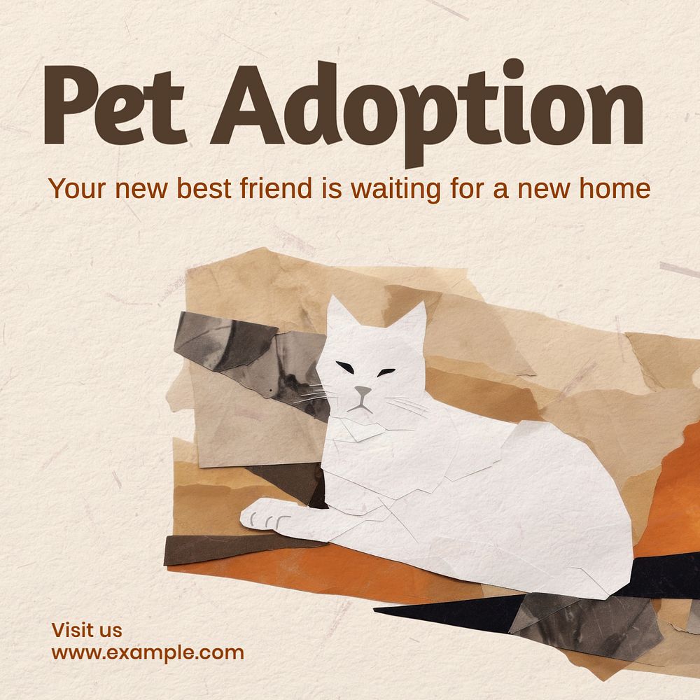 Pet adoption Instagram post template, editable text