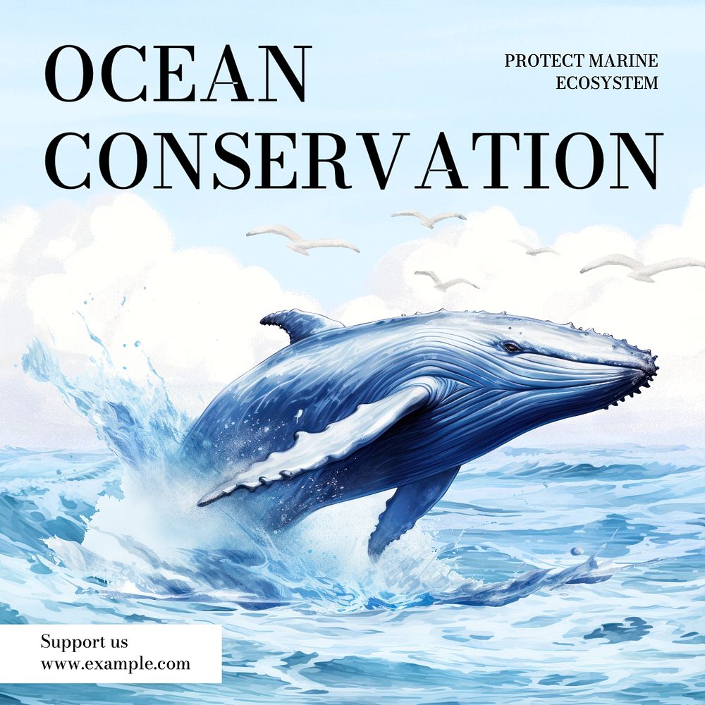 Ocean conservation Instagram post template, editable text