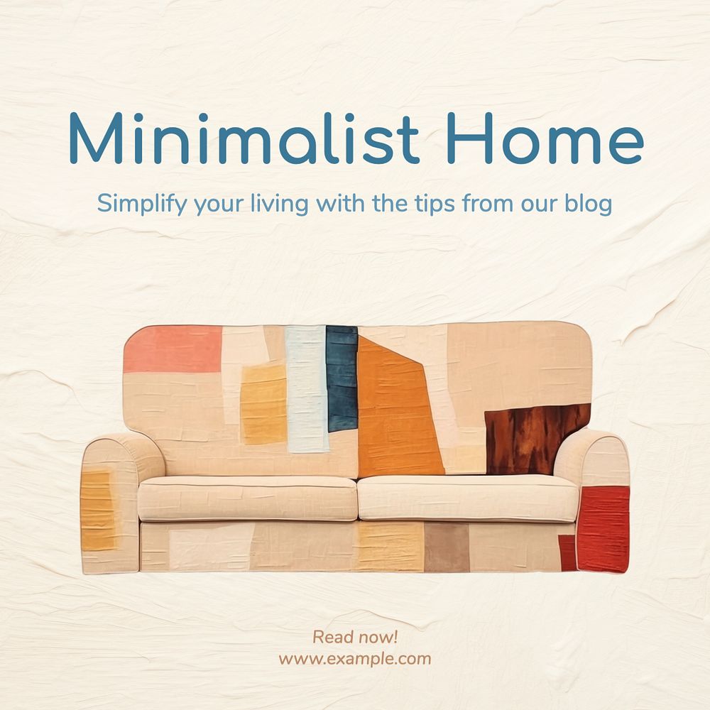 Minimalist home decor Instagram post template, editable text