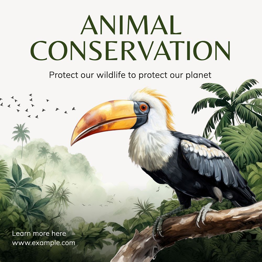 Animal conservation Instagram post template, editable text