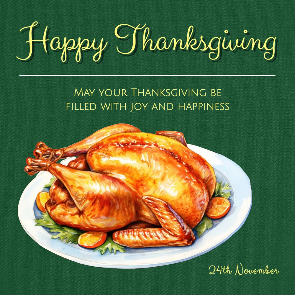 Happy Thanksgiving Instagram post template, editable text