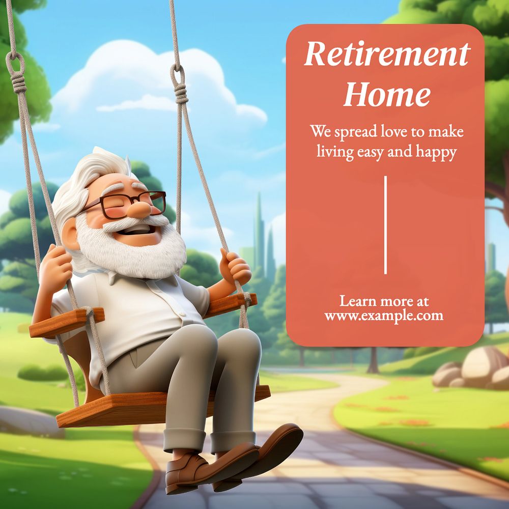 Retirement home Instagram post template, editable text