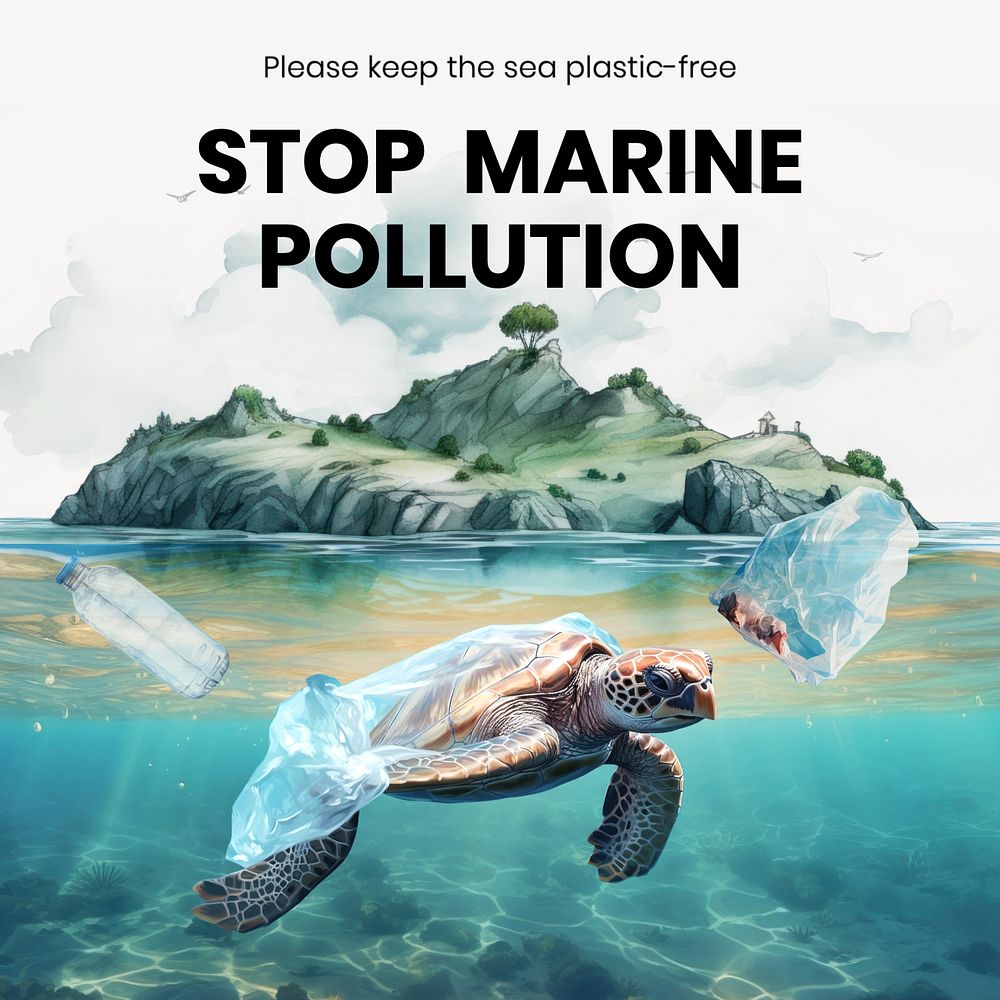 Ocean campaign Instagram post template, editable text