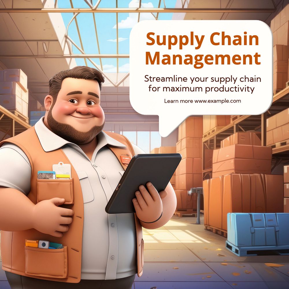 Supply chain management Instagram post template, editable text