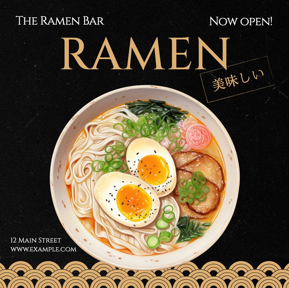 Ramen bar Instagram post template, editable text