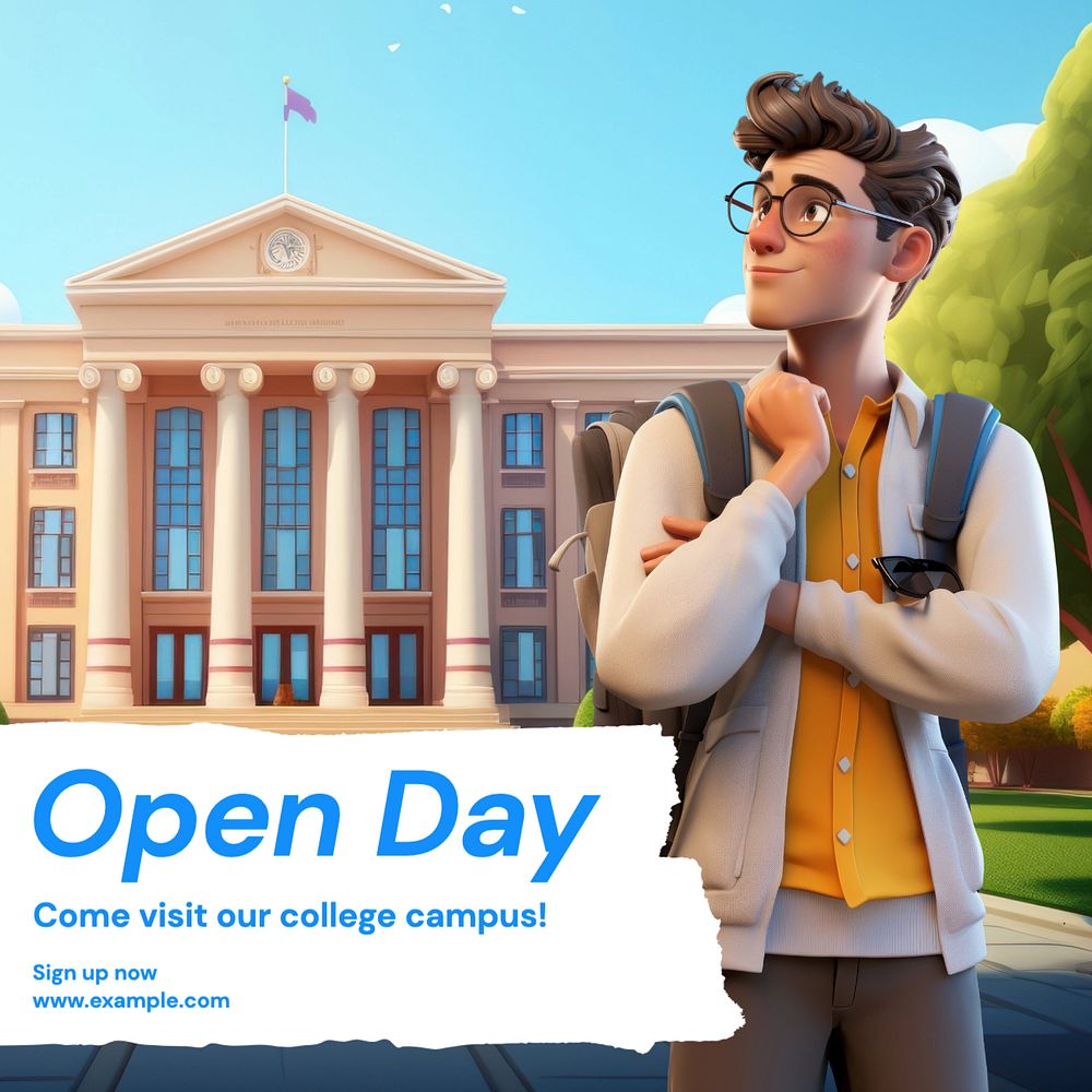 College open day Instagram post template, editable text