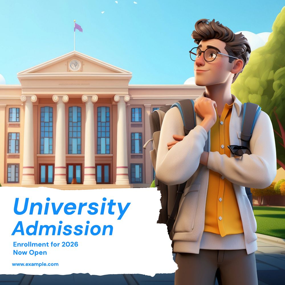 University admission Instagram post template, editable text