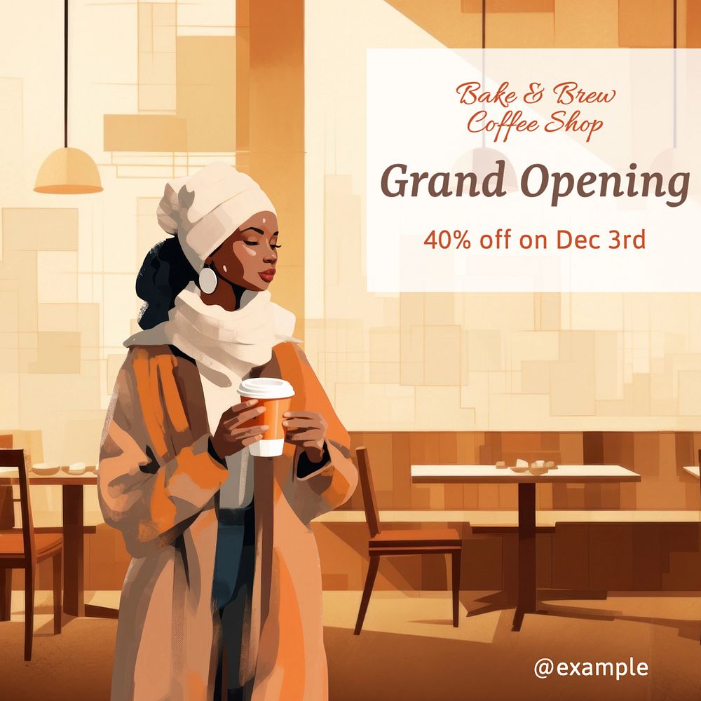 Grand opening Instagram post template, editable text