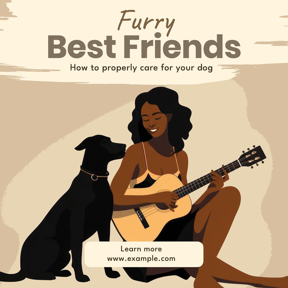 Furry best friends Instagram post template, editable text