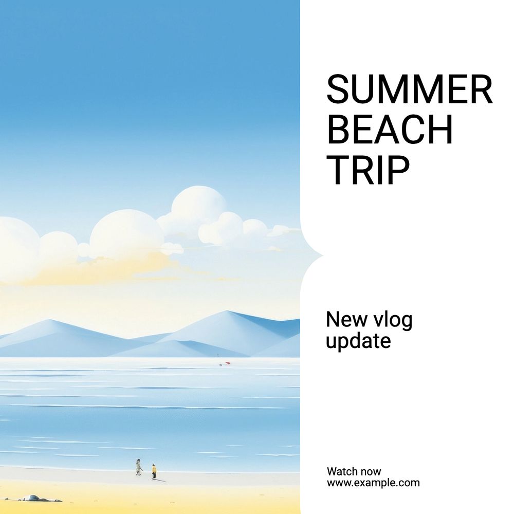 Summer beach trip Instagram post template, editable text