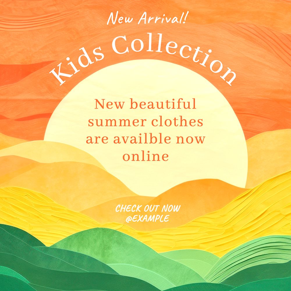 Kids collection Instagram post template, editable text