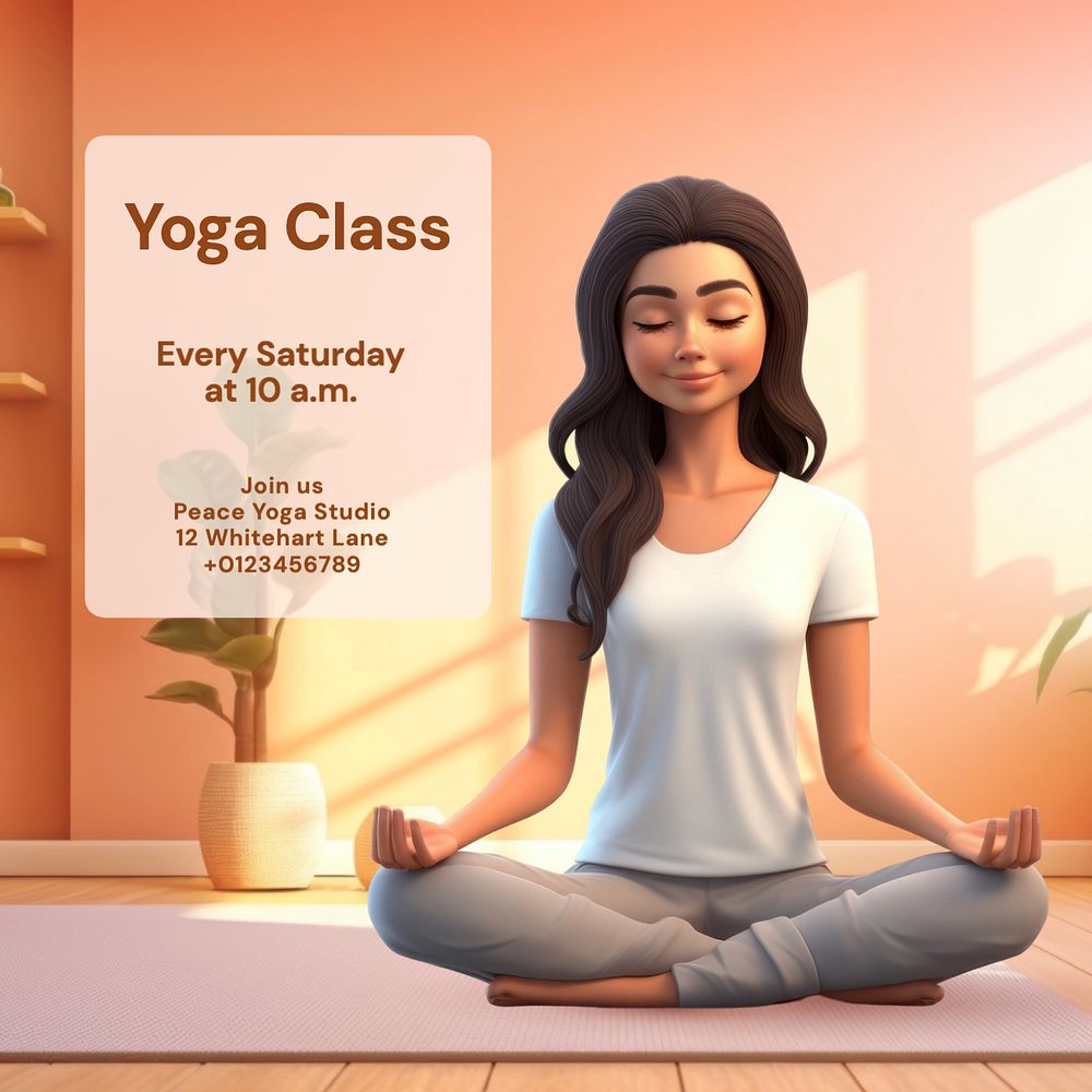 Yoga class Instagram post template, editable text