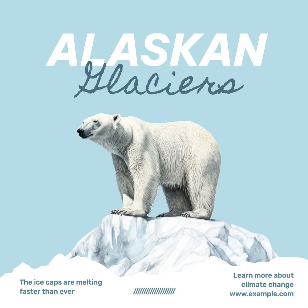 Alaskan glaciers Instagram post template, editable text