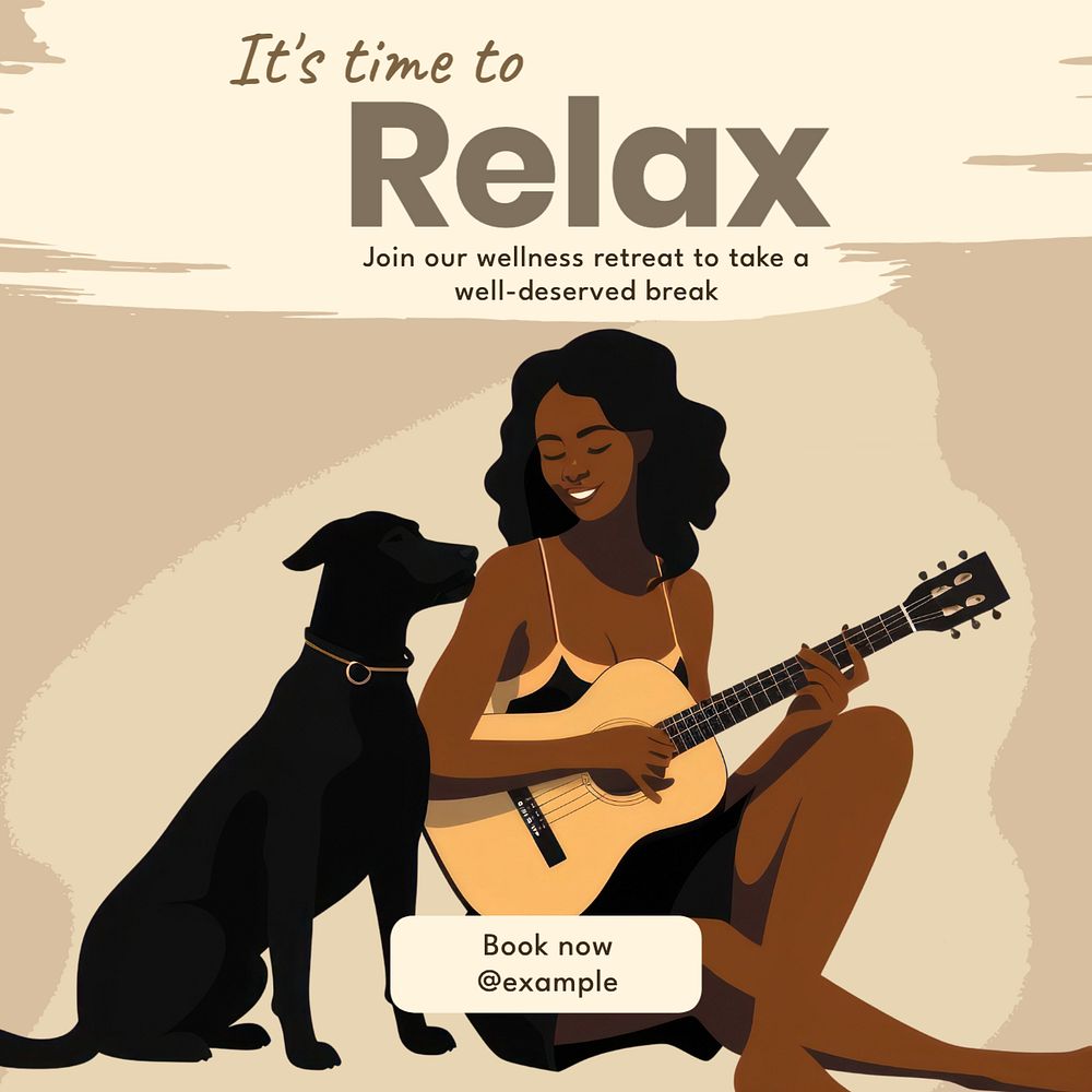 Relax, wellness retreat Instagram post template, editable text