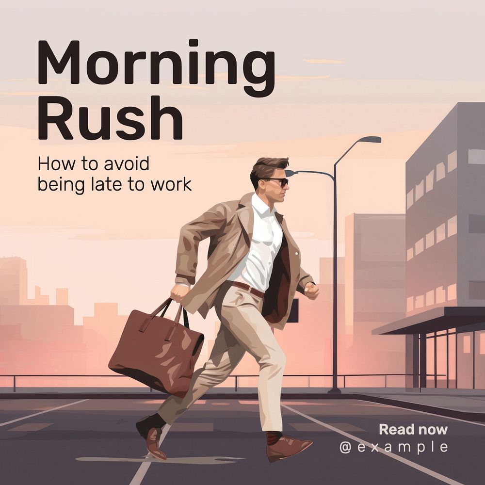 Morning rush Instagram post template, editable text