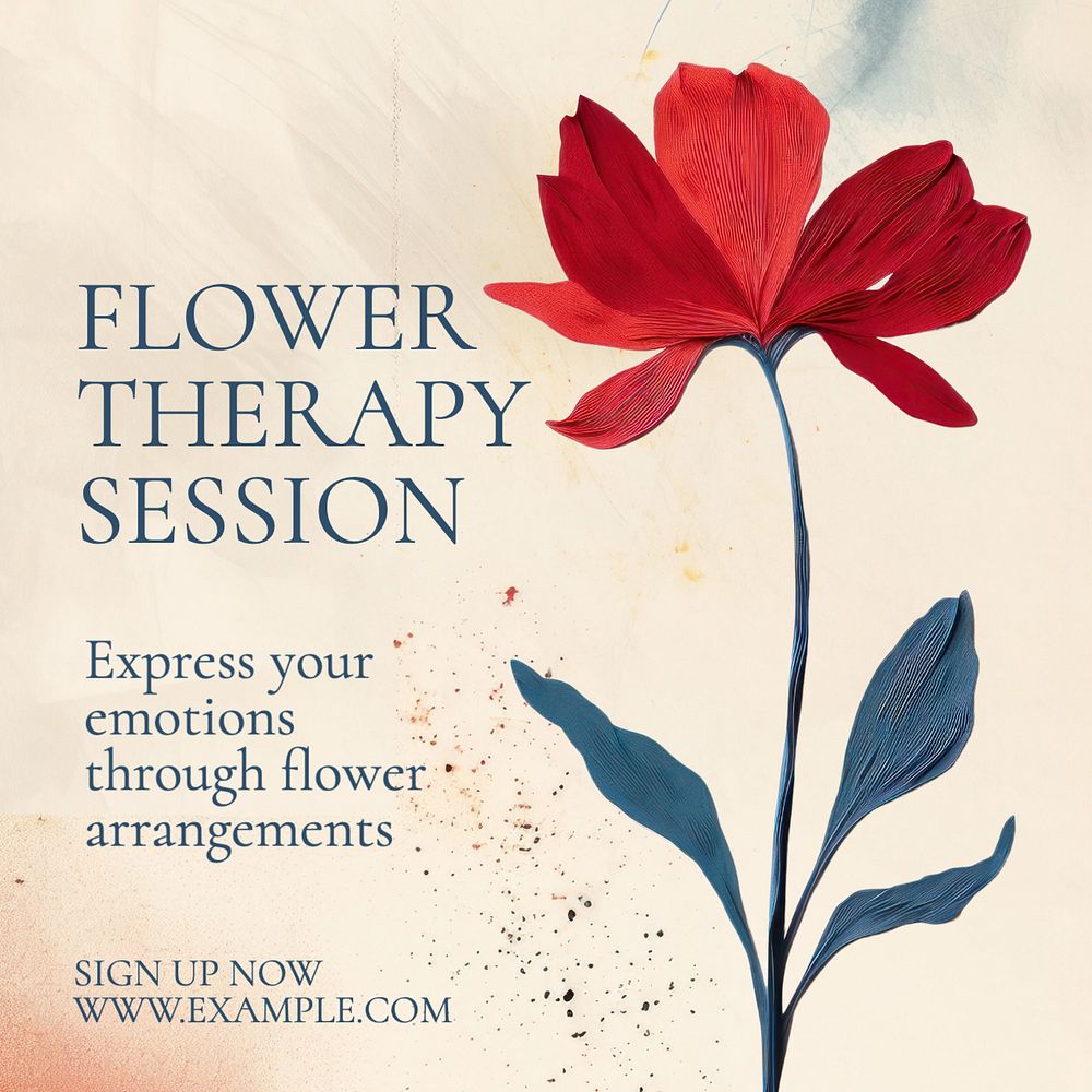 Flower therapy session Instagram post template, editable text