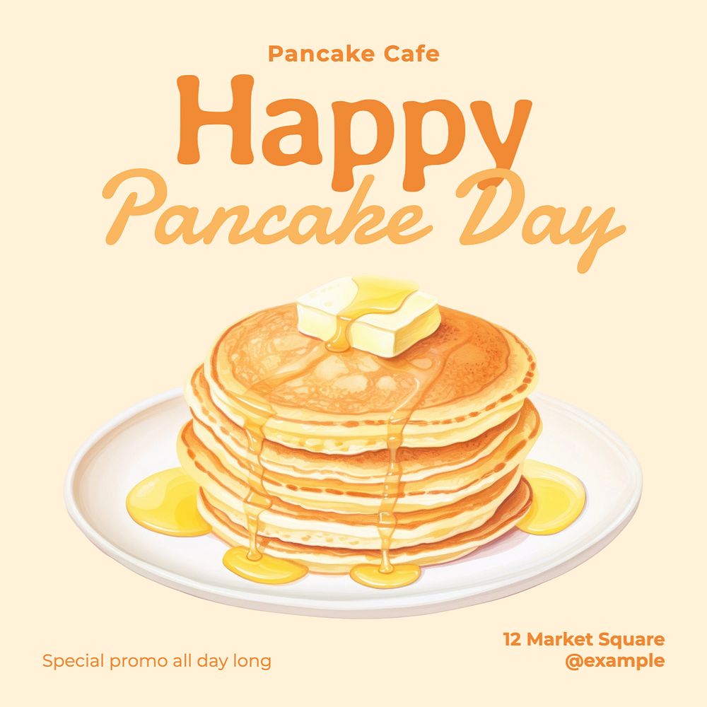 Pancake day Instagram post template, editable text