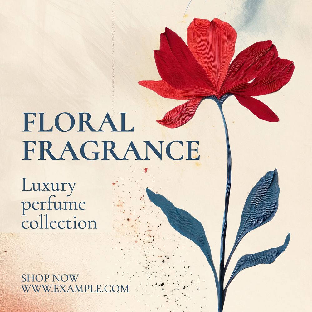 Floral fragrance Instagram post template, editable text