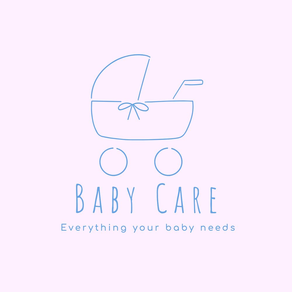 Baby care shop editable logo, minimal line art design