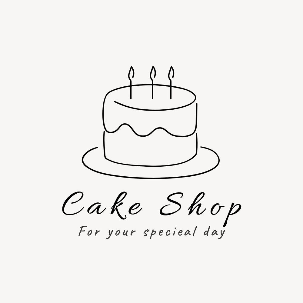 Cake shop editable logo, minimal line art design