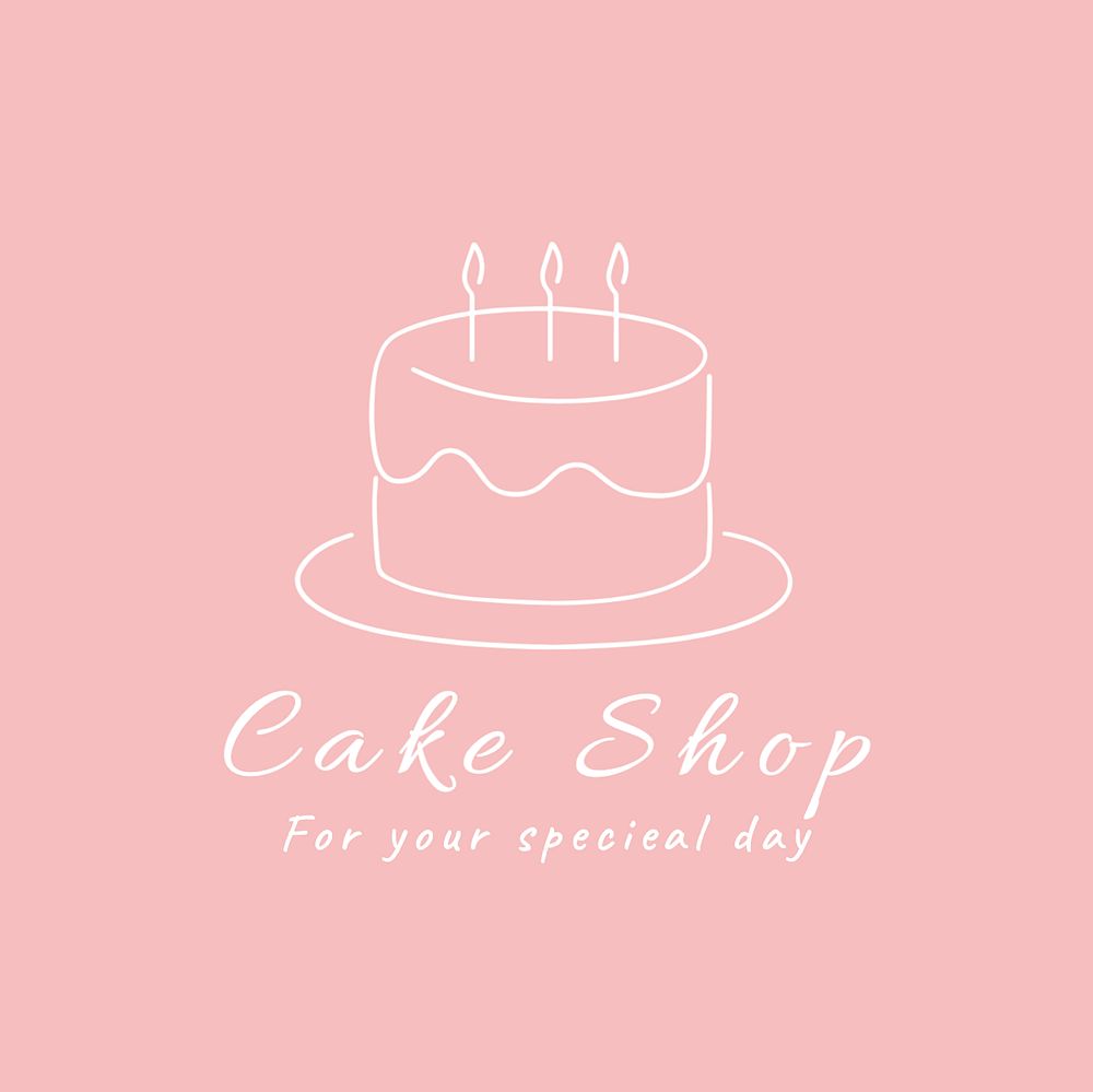 Cake shop editable logo, minimal line art design