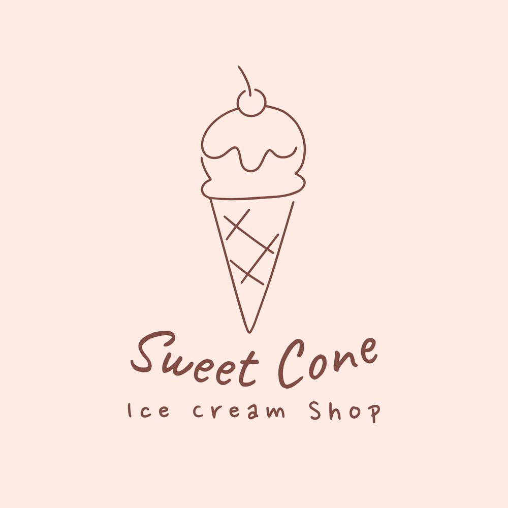 Ice-cream shop editable logo, minimal line art design