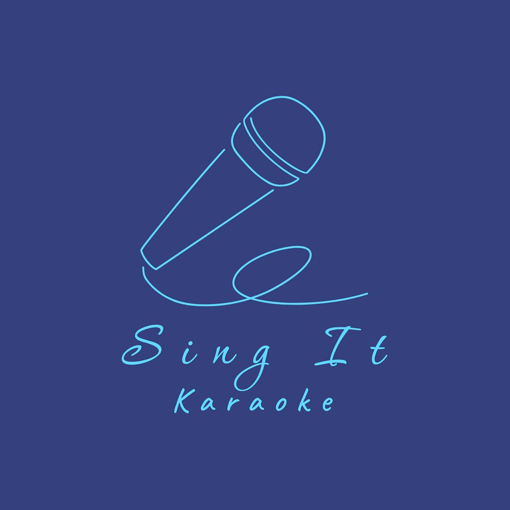 Karaoke shop editable logo, minimal line art design