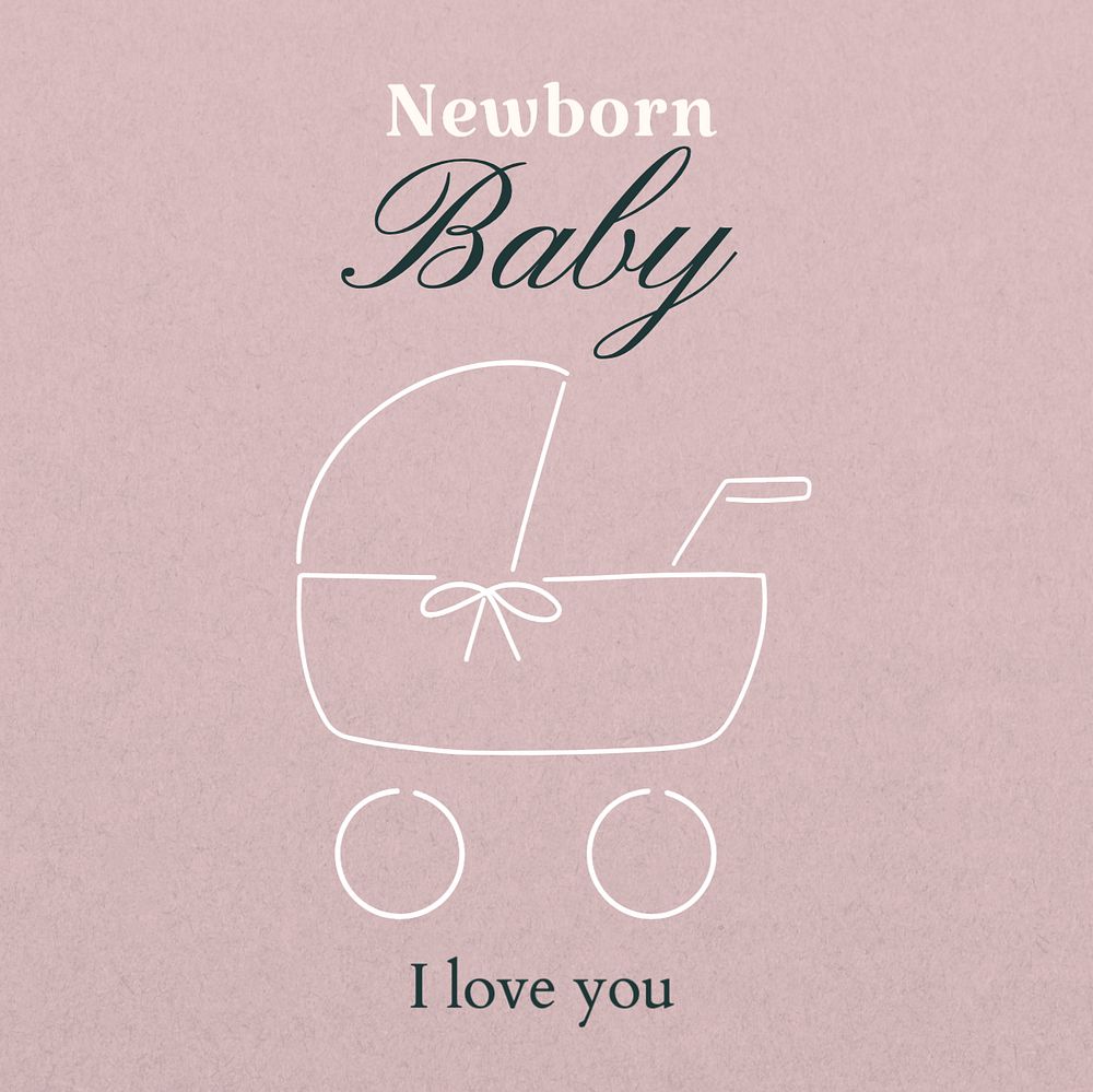 Newborn baby Instagram post template, editable text