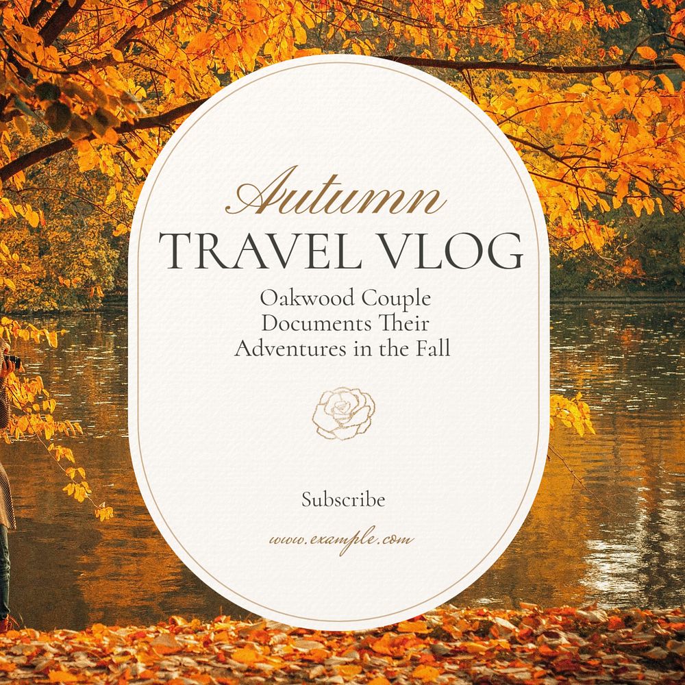 Autumn travel Instagram post template, editable text