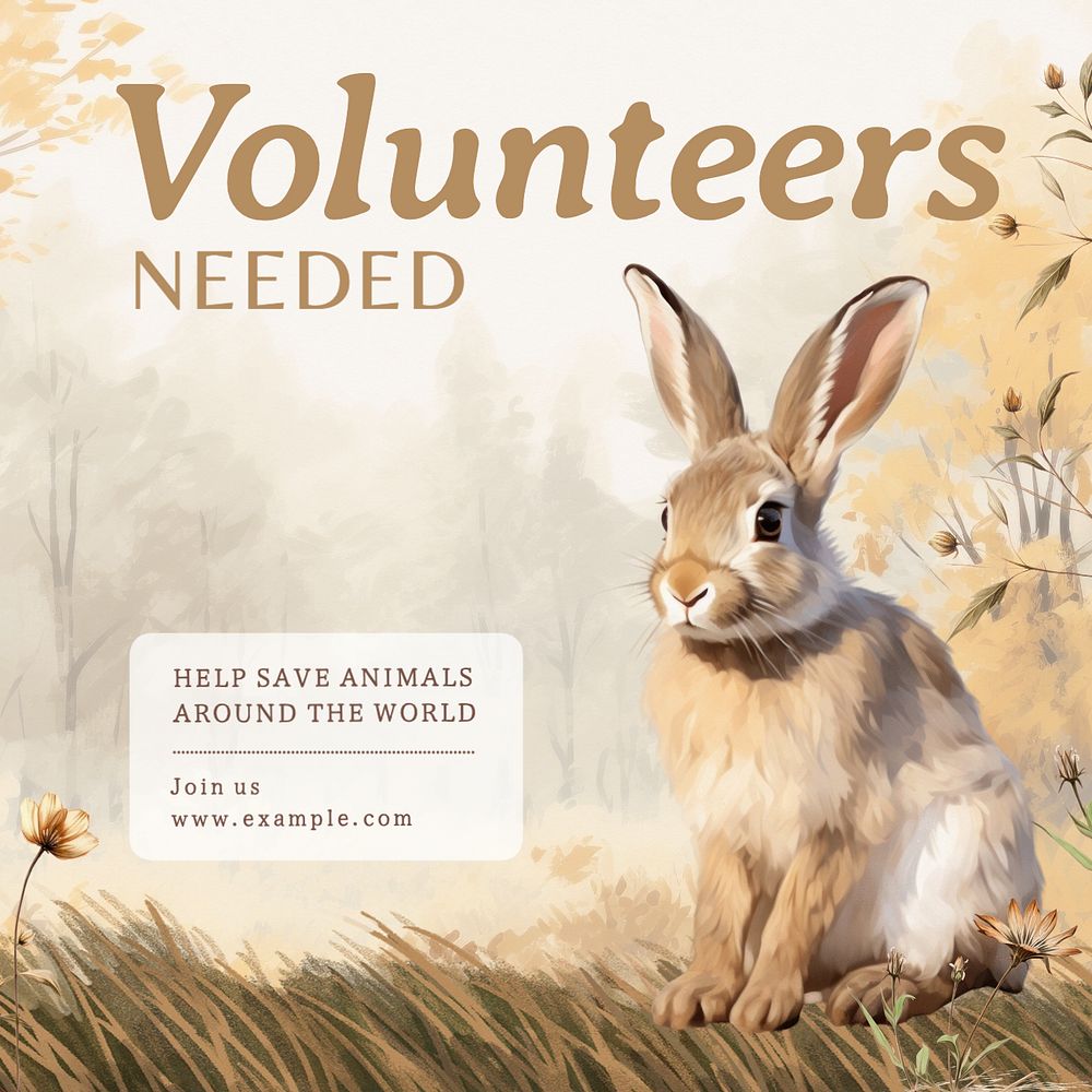 Volunteers needed Instagram post template, editable text