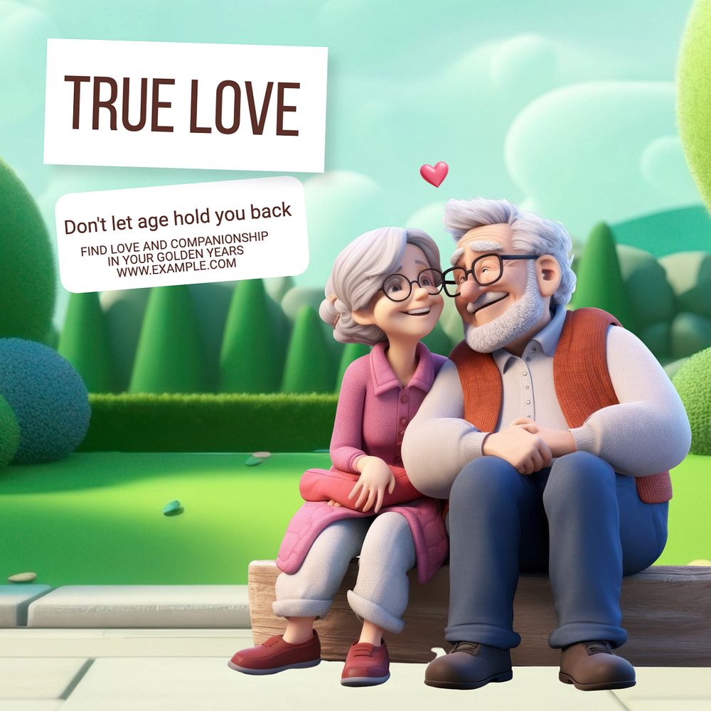 True love Instagram post template, editable text