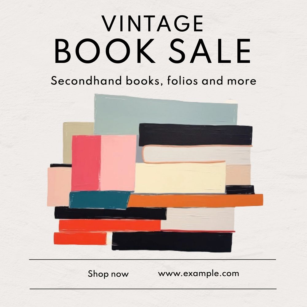 Vintage book sale Instagram post template, editable text