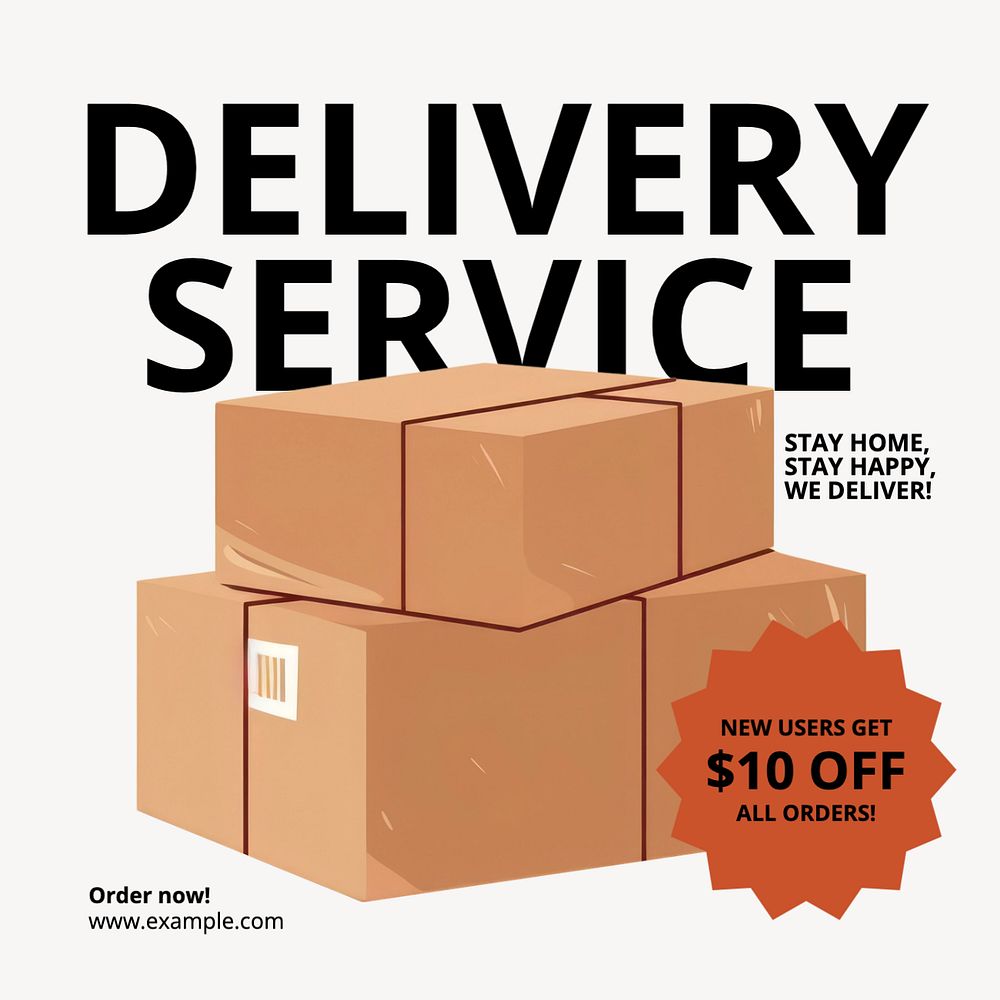 Delivery service Instagram post template, editable text