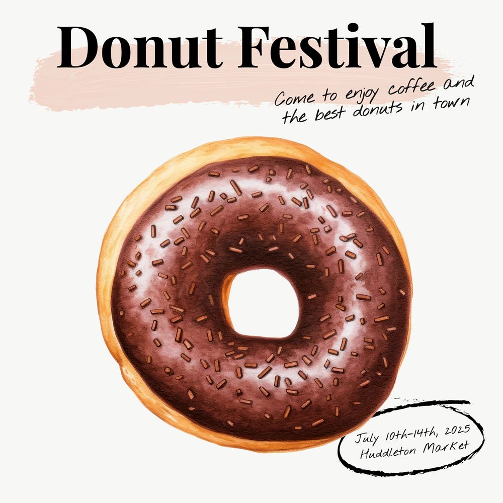 Donut recipe Instagram post template, editable text