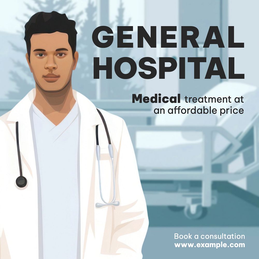 General hospital Instagram post template, editable text