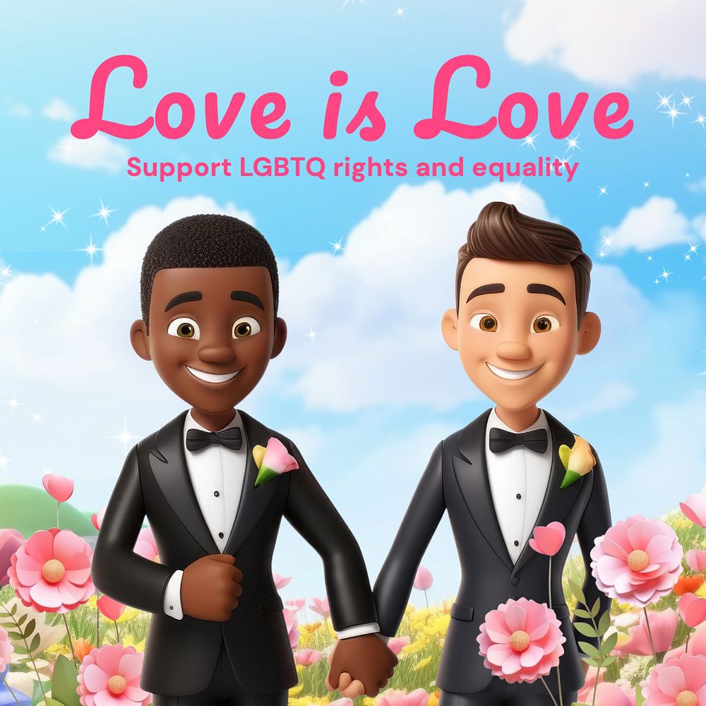 Love is love Instagram post template, editable text