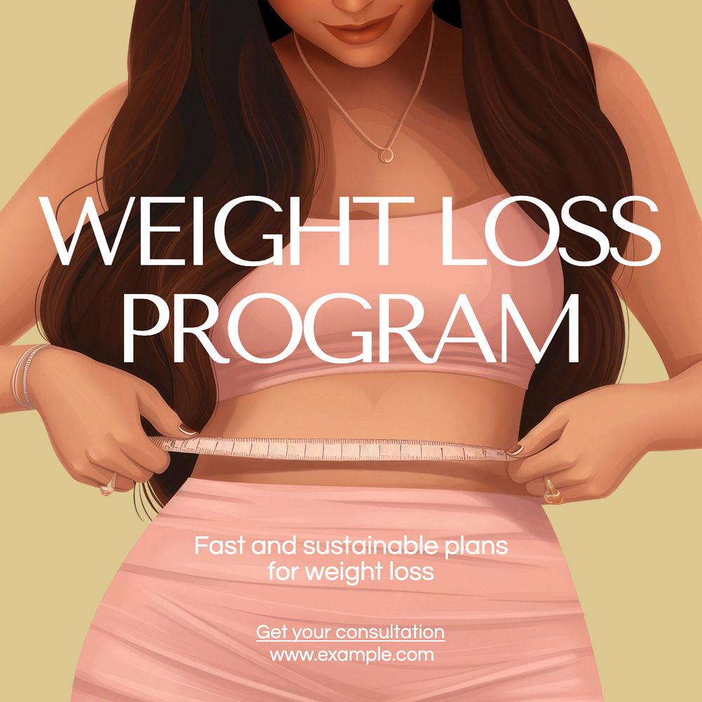 Weight loss program Instagram post template, editable text