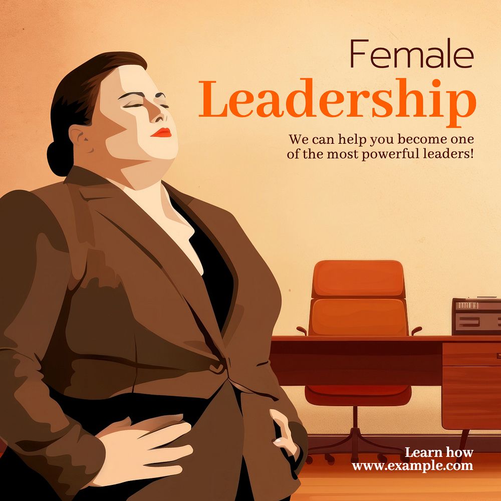 Female leadership Instagram post template, editable text