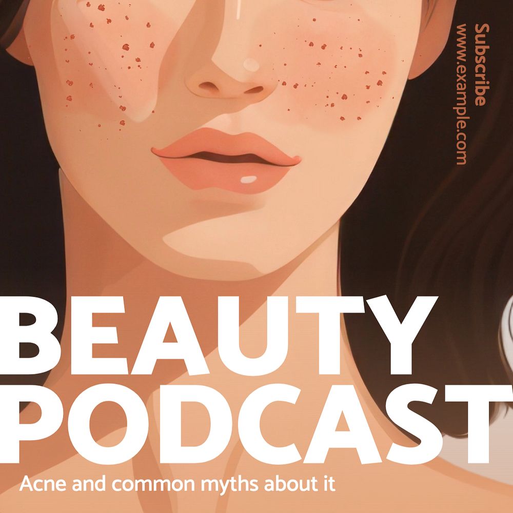 Beauty podcast Instagram post template, editable text