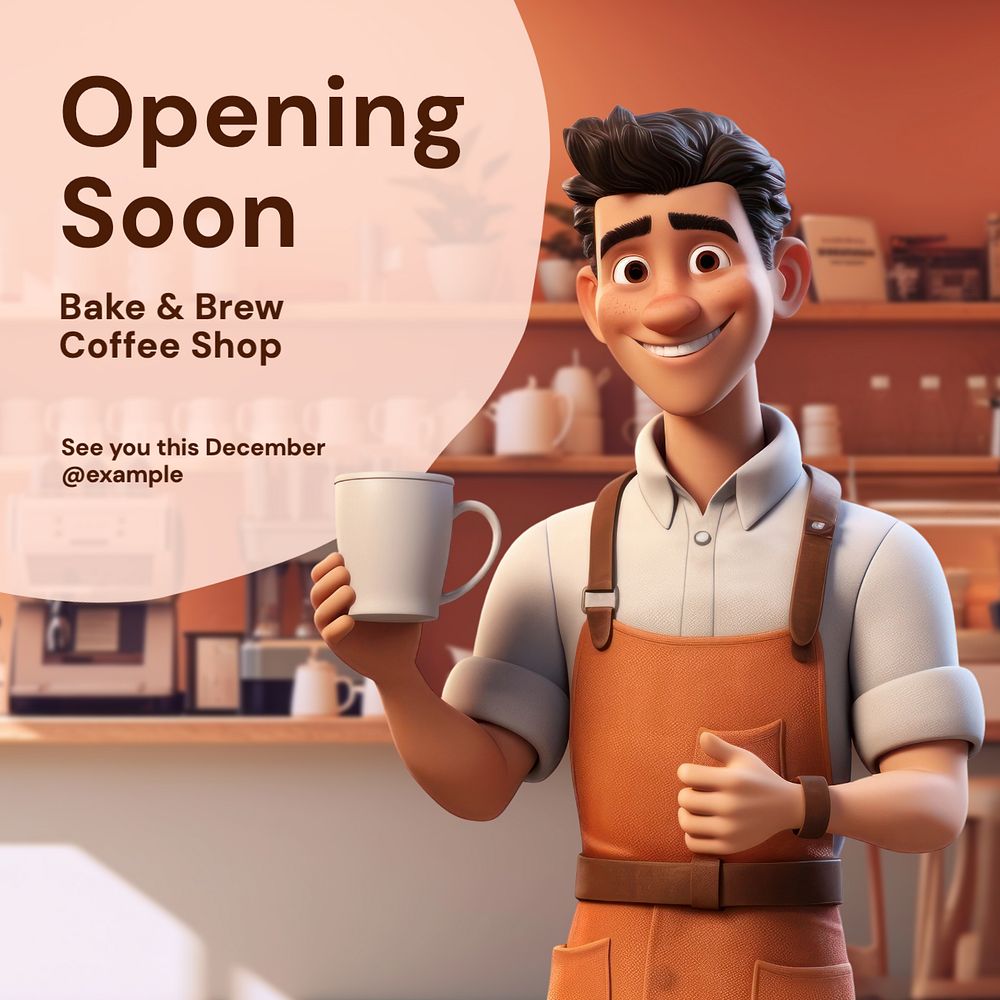 Opening soon Instagram post template, editable text